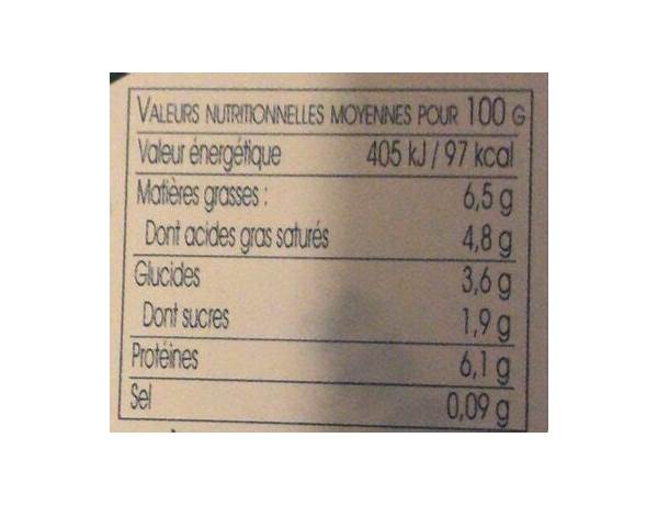 Faisselle de chèvre nutrition facts