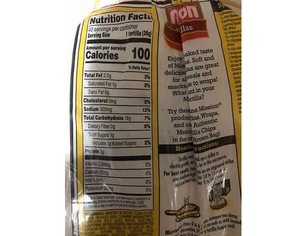 Fajita flour tortillas food facts