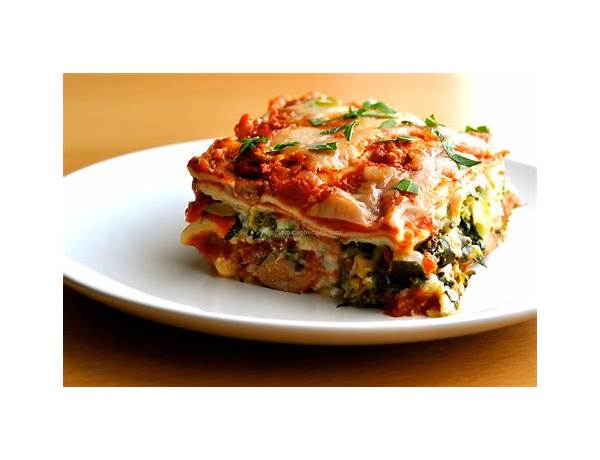 Family size vegetable lasagna freshly made pasta layered between crisp vegetables in a creamy cheese sauce, vegetable lasagna food facts