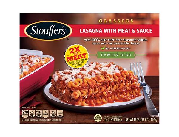 Family style meat lasagna food facts