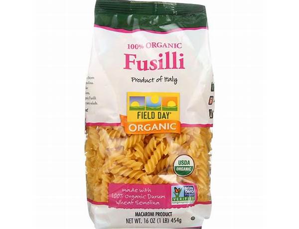 Field day, italian macaroni product, organic traditional fusilli food facts