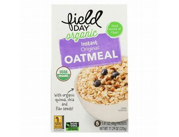 Field day, organic instant oatmeal, original nutrition facts