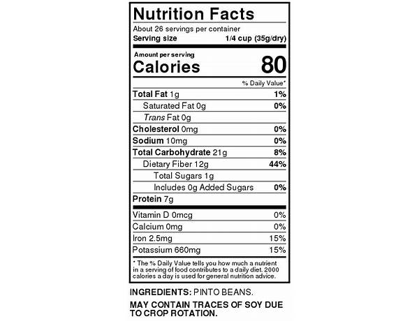 Field day, organic pinto beans nutrition facts