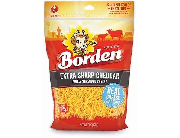 Finely shredded sharp cheddar cheese, sharp cheddar food facts