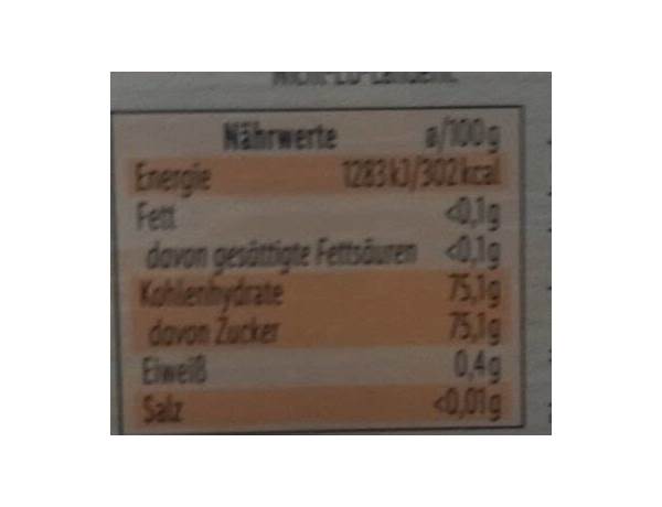 Flüssiger blüten honig nutrition facts