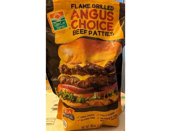 Flame grilled angus choice beef patties food facts