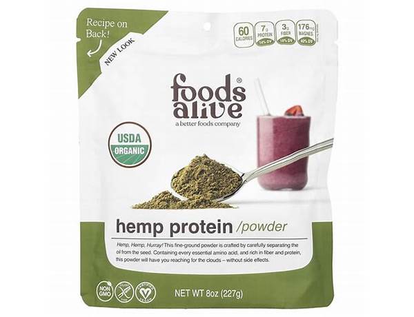 Food alive, raw hemp protein powder food facts