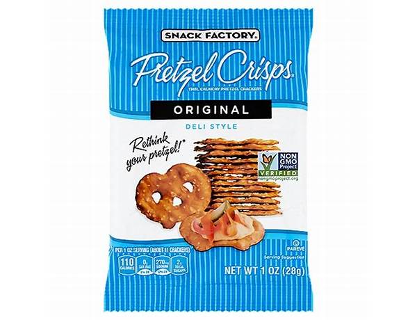 Fr:chem. Crack'em. Snack Factory Pretzel Crisps Are A Mo De Mey're The Best Part Of The Pretzel - Tl Th The Crunch You Love. Whether You Lik Ed Or Paired With Your Favorite Topping Enjoy This Delicious Snack As Much As W D You'll Rethink Your Pretzel!Ⓡ Fl, musical term