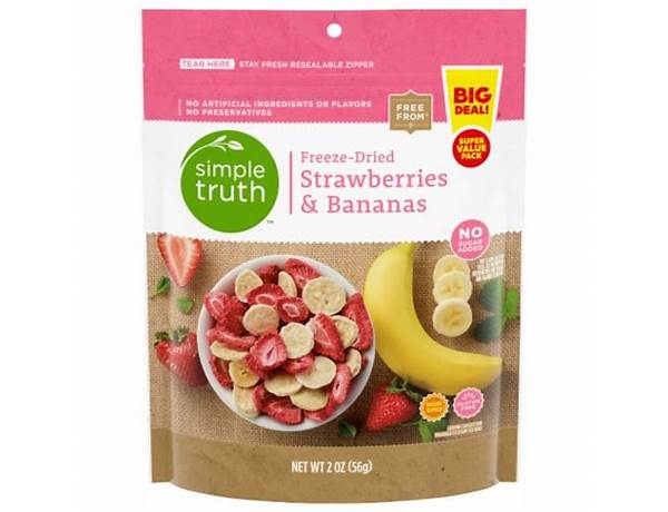 Freeze dried strawberries and bananas ingredients