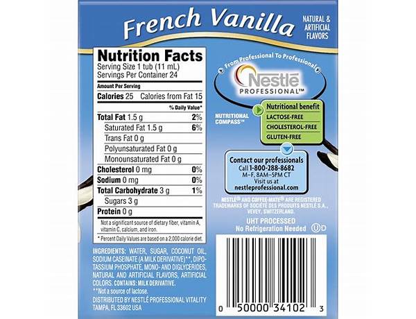 French vanilla creamer food facts