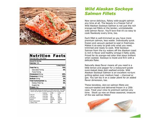 Fresh wild sockeye salmon fillet nutrition facts