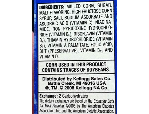 Frosted flakes ingredients