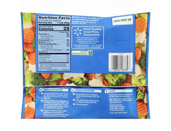 Frozen 3-way mixed vegetables nutrition facts