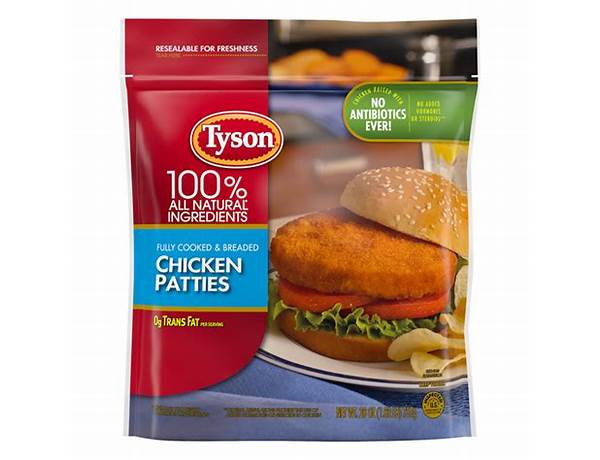 Frozen chicken breast patties made with natural food facts