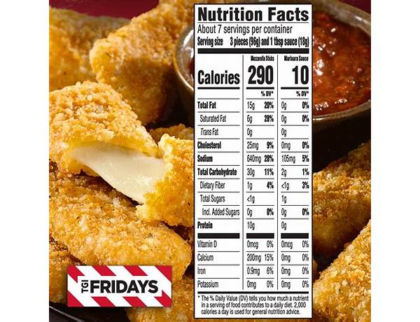 Frozen mozzarella sticks with marinara sauce food facts