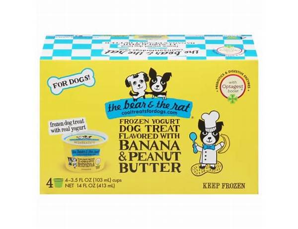 Frozen yogurt dog treat flavored with banana & peanut butter food facts