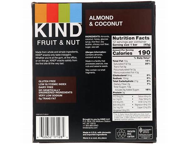 Fruit and nut bar nutrition facts
