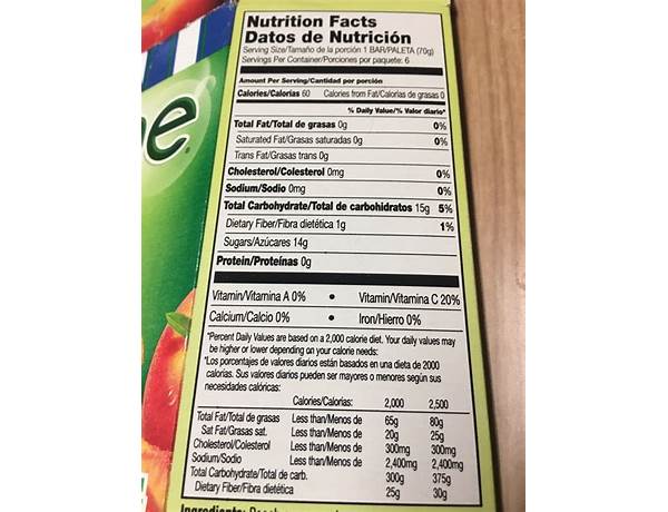 Fruit bars nutrition facts
