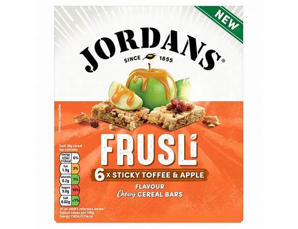 Frusli 6 x sticky toffee & apple cereal bars food facts
