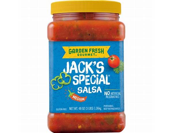 Garden fresh gourmet, jack's special salsa, medium hot, medium hot ingredients
