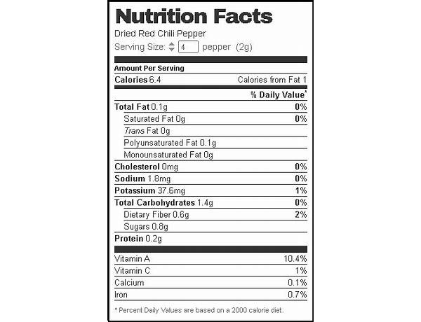 Garden variety chili nutrition facts