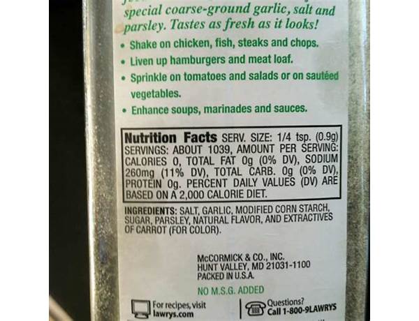 Garlic salt ingredients