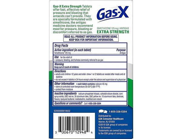 Gas-x nutrition facts