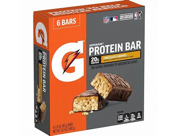 Gatorade recover whey protein bar chocolate caramel 2.8 ounce plastic bag food facts
