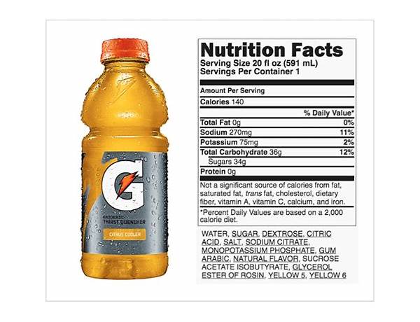 Gatorade thirst quencher, orange food facts