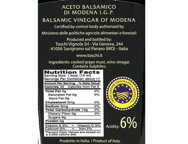 Gemma nera, balsamic vinegar of modena nutrition facts