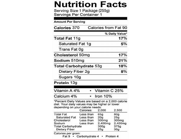 General tso chicken nutrition facts