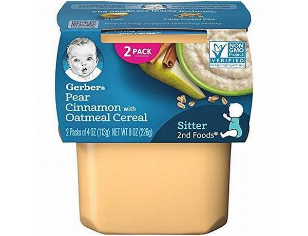 Gerber pear cinnamon with oatmeal ceareal food facts