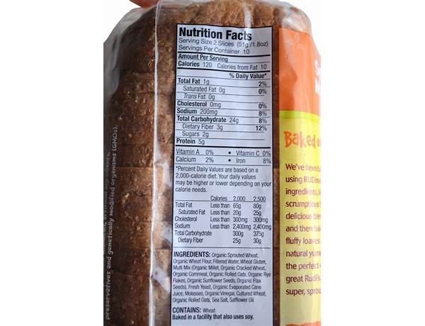 Gluten free whole grain bread nutrition facts