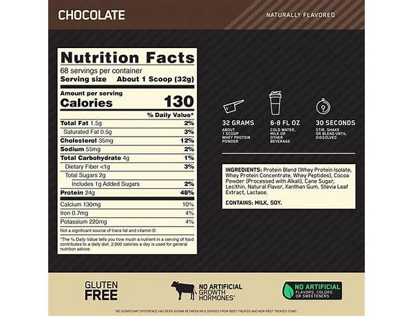 Gold standard 100% plant protein nutrition facts