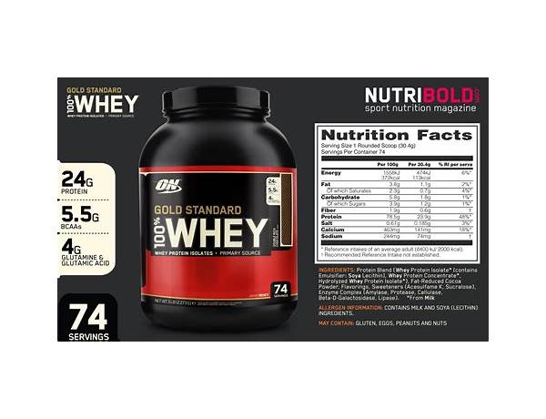 Gold standard 100% whey food facts