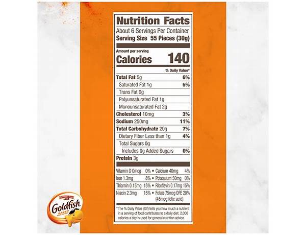 Goldfish baked snack crackers, cheddar nutrition facts