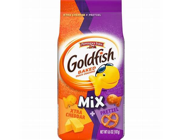 Goldfish mix, xtra cheddar + prezel food facts