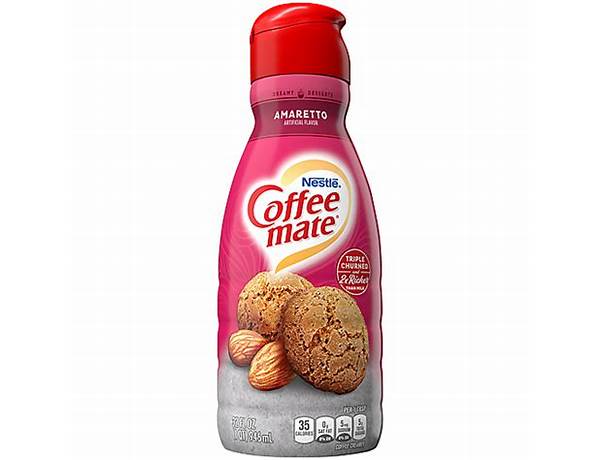 Gourmet coffee creamer amaretto cafe food facts