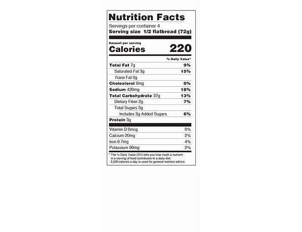 Gourmet flatbread sea salt nutrition facts
