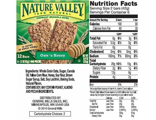 Granola organic nutrition facts