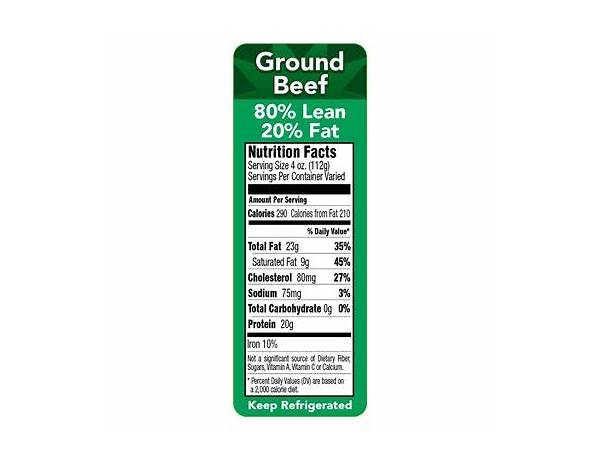Grass fed ground beef 80/20 ingredients
