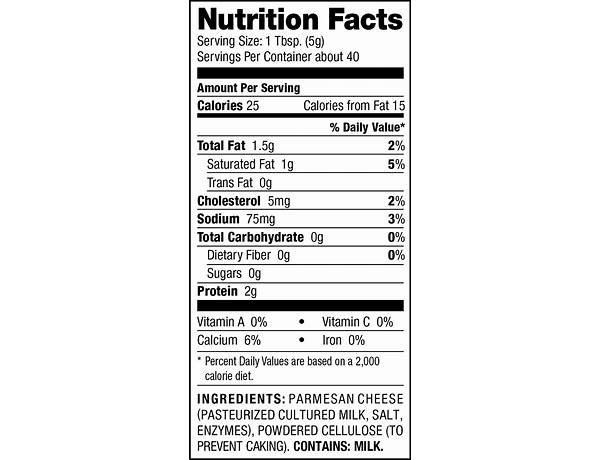 Grated parmesan cheese nutrition facts