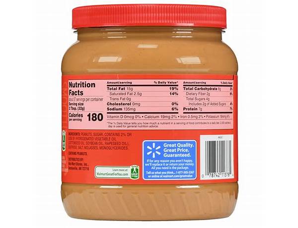 Great value, creamy peanut butter ingredients