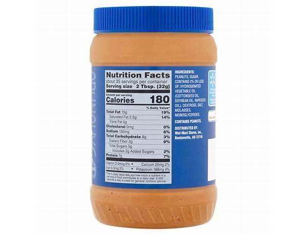Great value, crunchy peanut butter food facts