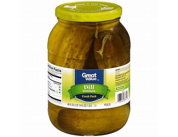 Great value, dill wholes pickles food facts