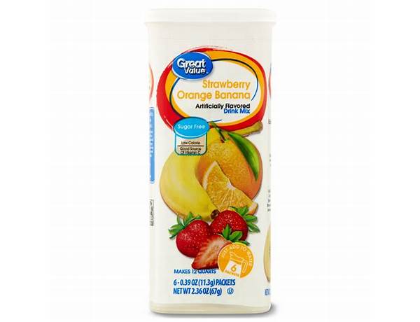 Great value, drink mix, strawberry, orange, banana ingredients