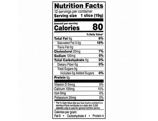 Great value cheddar nutrition facts