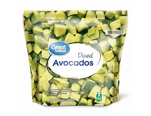 Great value diced avocados, 10 oz food facts
