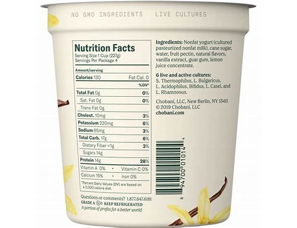 Greek nonfat yogurt vanilla nutrition facts