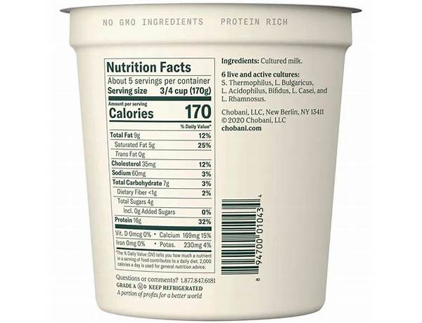 Greek yogurt whole milk food facts